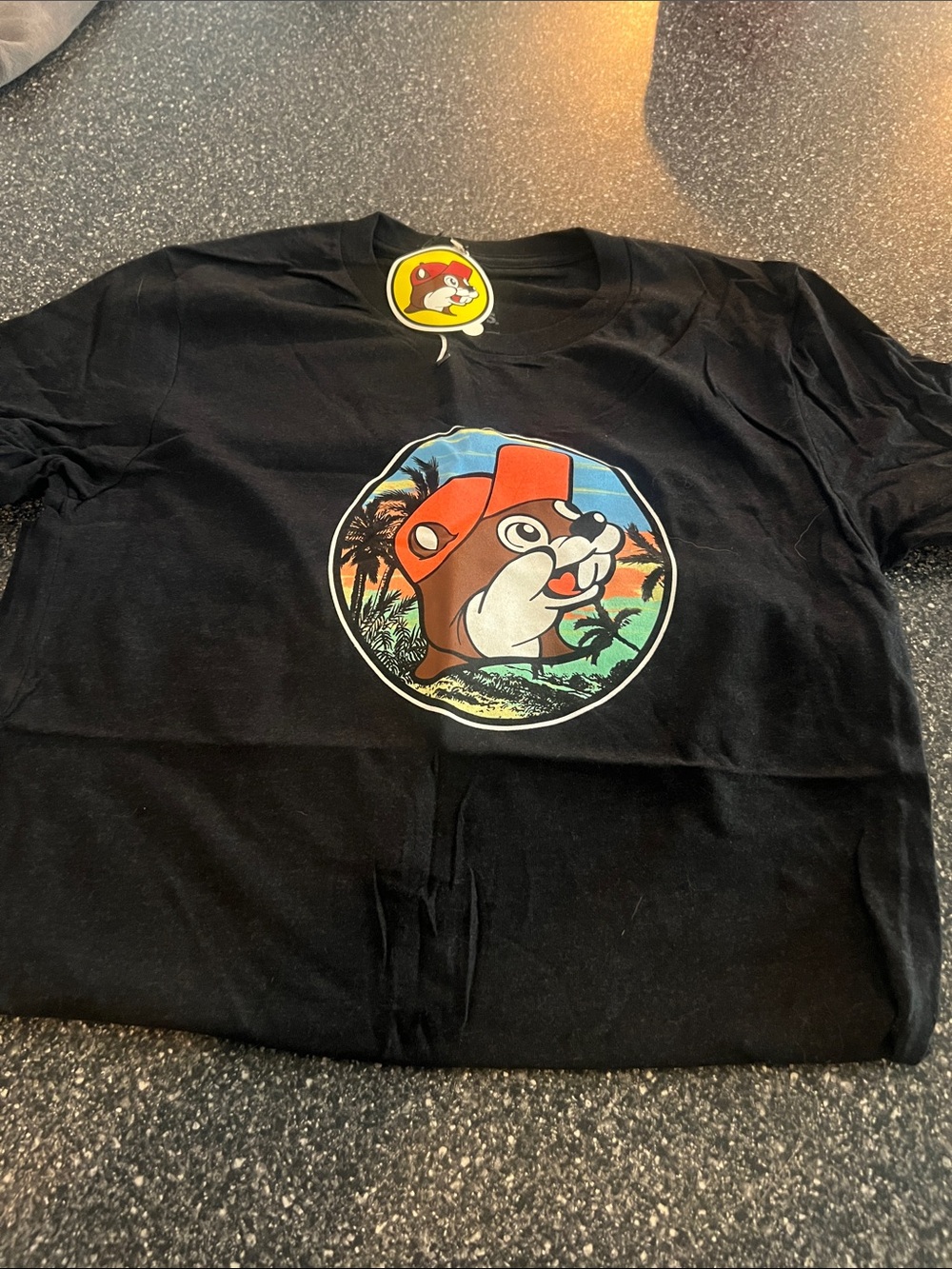 Black Short Sleeve Graphic Tee with Buc-ee's Icon